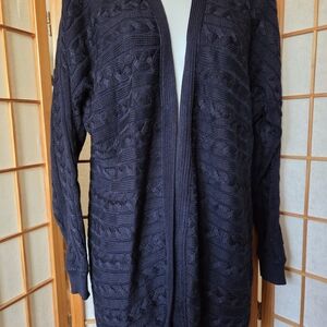 NWT RALPH LAUREN NAVY BLUE KNIT LONG NO BUTTONS COTTON MIX CARDIGAN SWEATER S/M